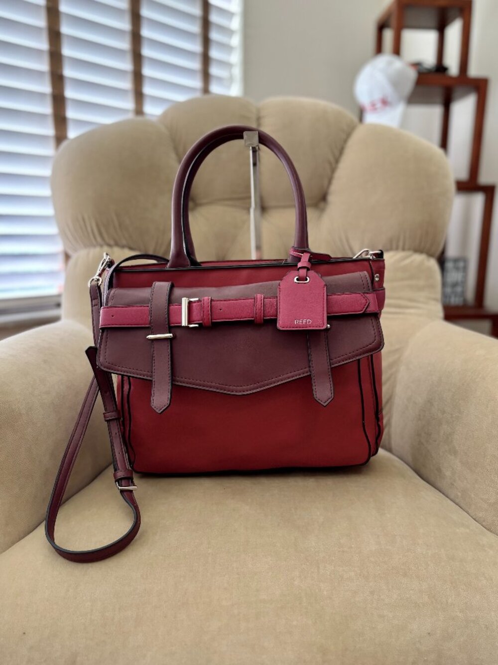 Auth REED by REED KRAKOFF Vegan Leather Color Block Convertible Satchel Bag
